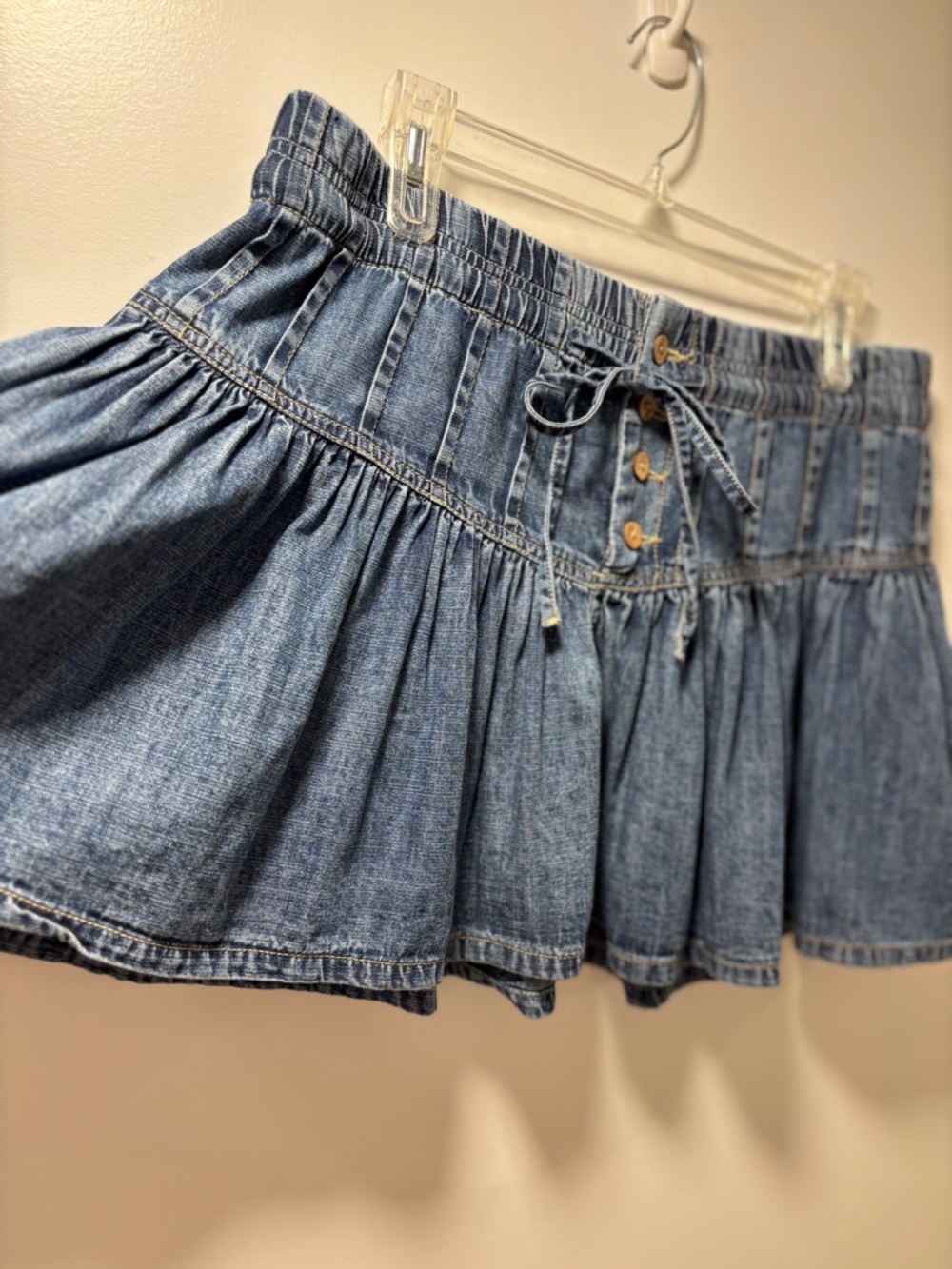 Free People Women's Roselle Denim Mini Skirt dark wash boho coquette girl large - Picture 2 of 4